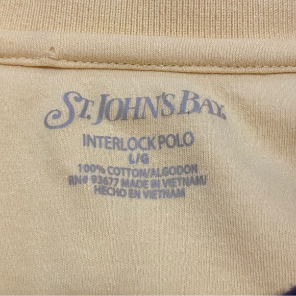 St John Bay Men's Yellow Striped Short Sleeve Polo Shirt Size Large - Picture 3 of 6